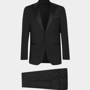 Smoking Venezia nero con rever a lancia