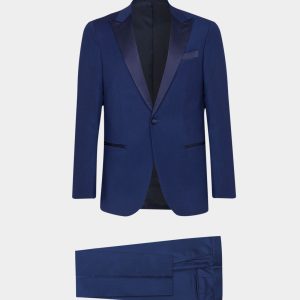 Smoking Venezia blu gioiello con rever a lancia