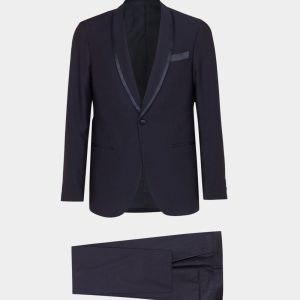 Abito da sera Venezia black iris con rever a scialle