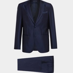 Abito da sera Venezia blue sapphire con rever tagliato