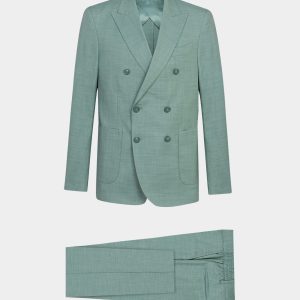 Abito doppiopetto in grisaglia di lana verde chiaro