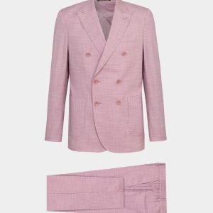 Abito doppiopetto in grisaglia di lana rosa