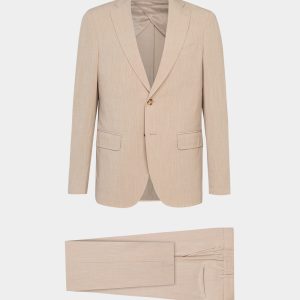 Abito  monopetto in tela di lino beige