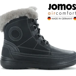 JOMOS Freewalk Boots - Damen Winter Stiefel mit Lammfell Gefüttert - Leder Schwarz 806501-442-000